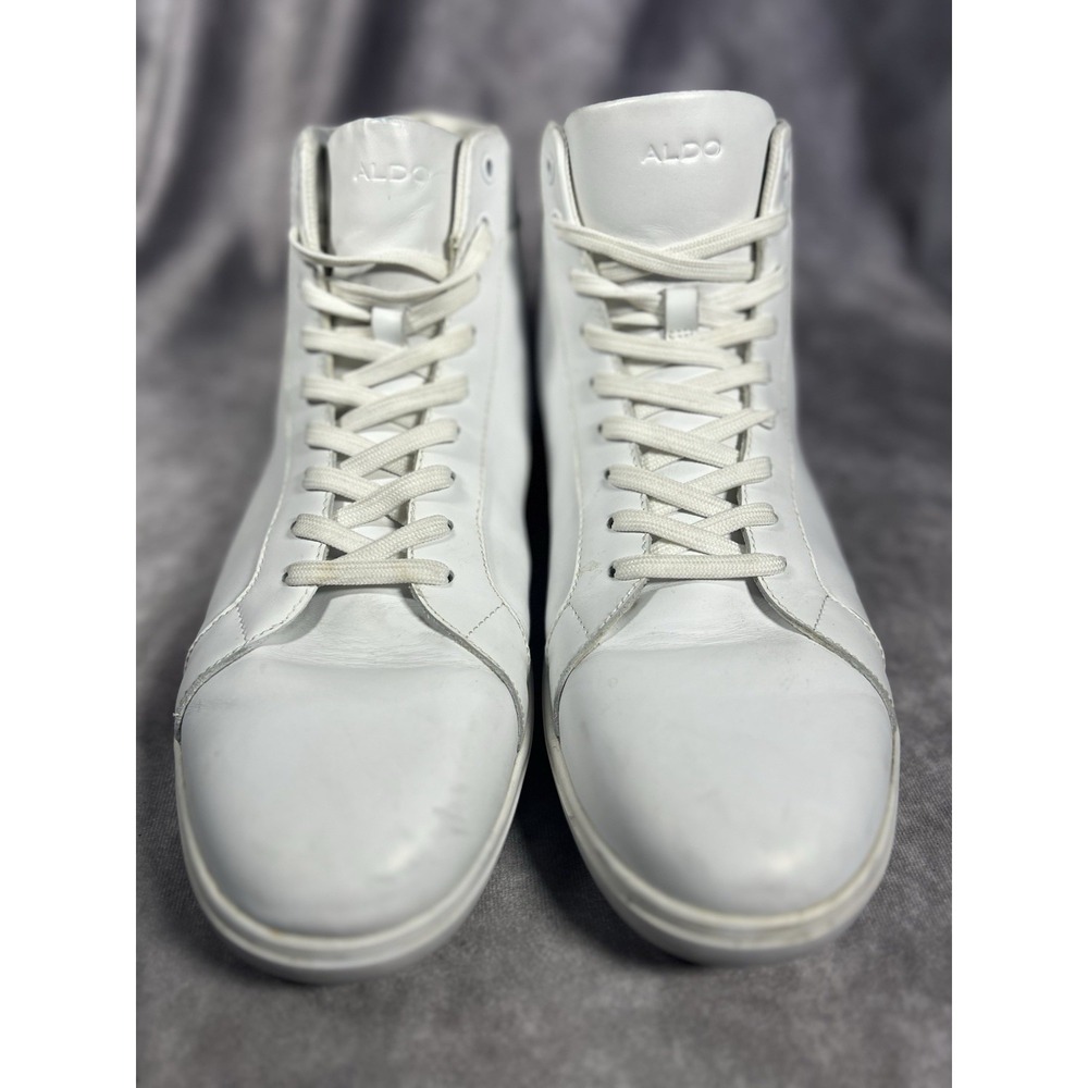 ALDO Mens Size 13 White High Top Sneakers Lace Up Casual Fashion Shoes